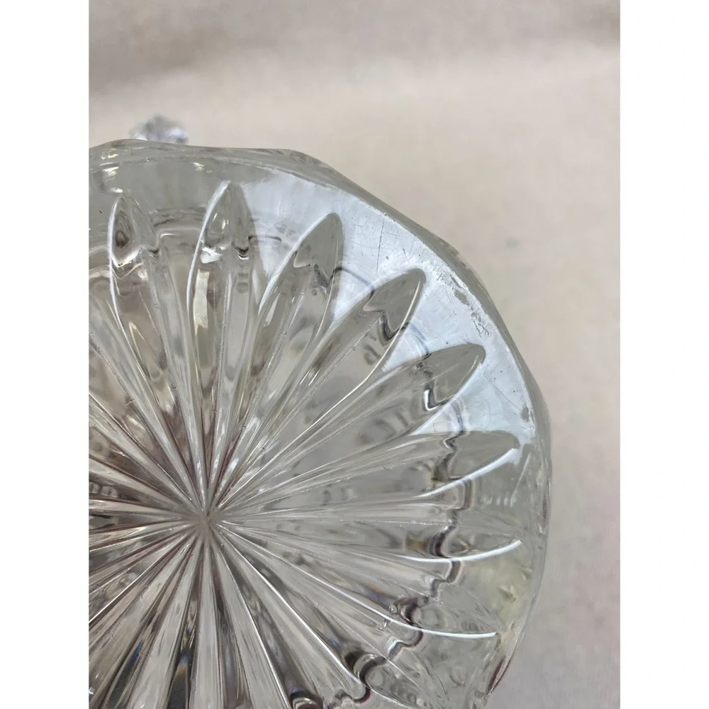 Vintage Glass Crystal ice bucket MCM Geometric ovals